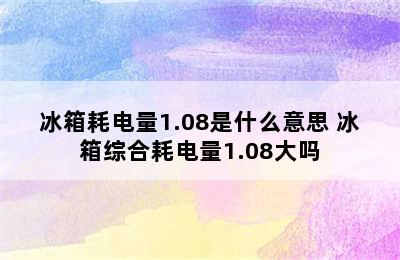 冰箱耗电量1.08是什么意思 冰箱综合耗电量1.08大吗